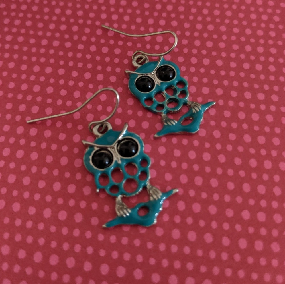 Blue Owl Earrings